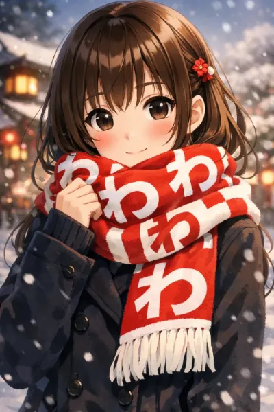 「わ」柄のマフラー