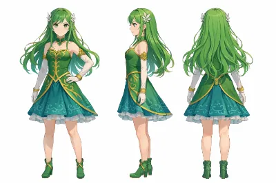 七葉セレスの三面図＋杖