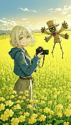 花畑で出会った不思議なかかし