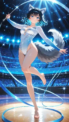 輝くアリーナで舞う狼耳の少女
