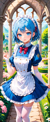 朝の青髪メイドさん
