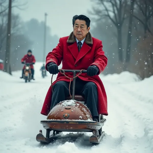 総理そりに乗る