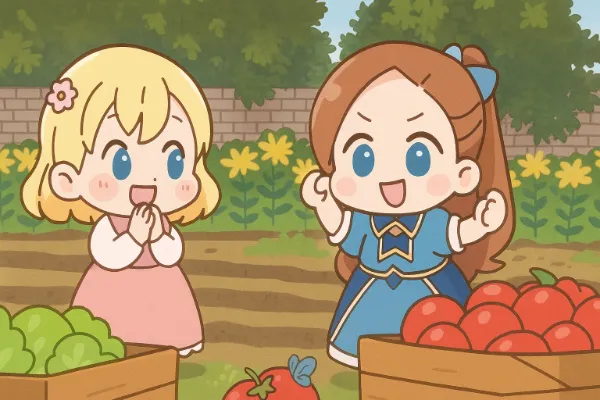 畑にいるカタリナとマリア【はめふら】