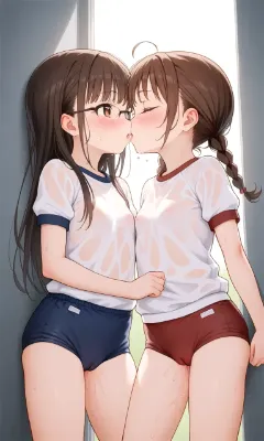 濡れ濡れブルマっ娘の百合キス