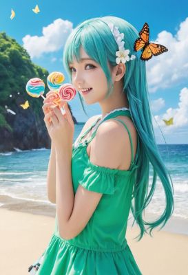 海辺の可愛いキャンディーハンター