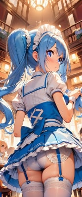 ツインテール青髪のウエイトレスさん