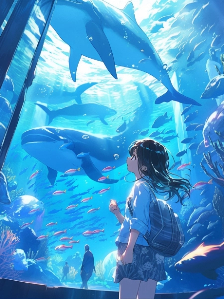 No.478 水族館のイルカと女の子