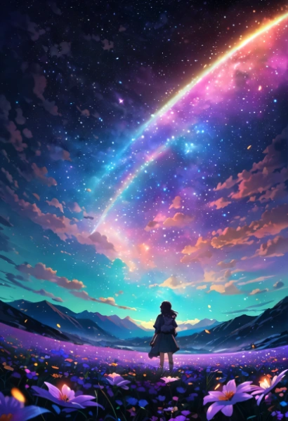 宇宙を見上げる少女