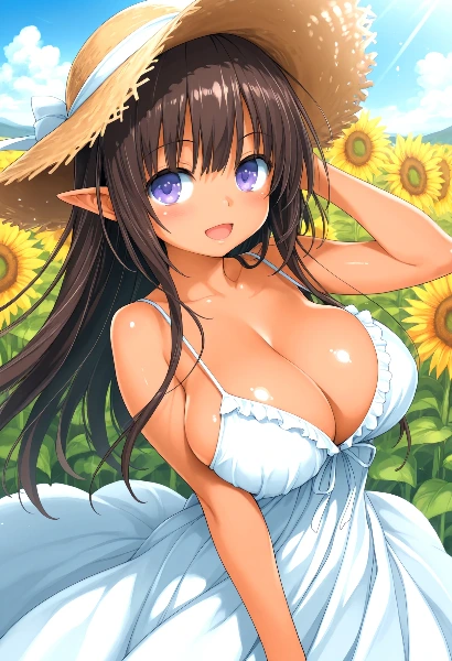 ひまわり畑にて