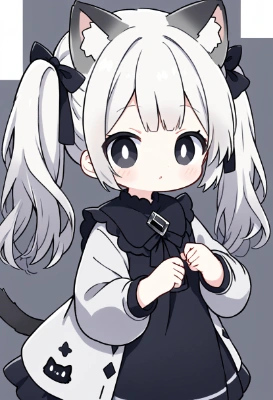 白黒猫耳女の子👐🏻💞