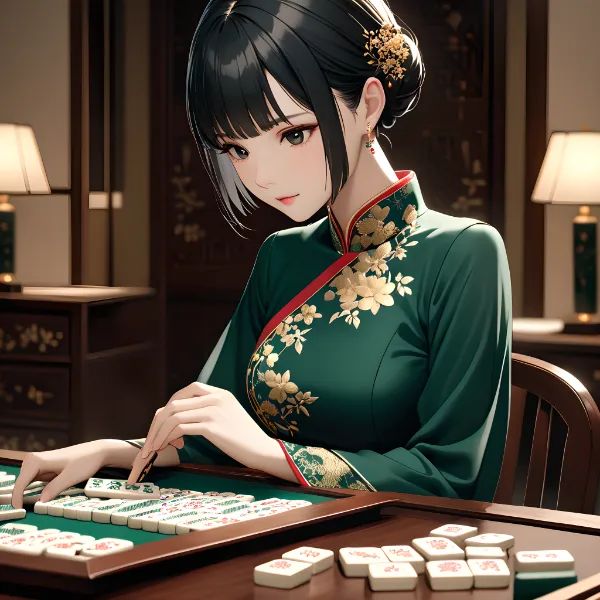 チャイナドレスの少女と麻雀