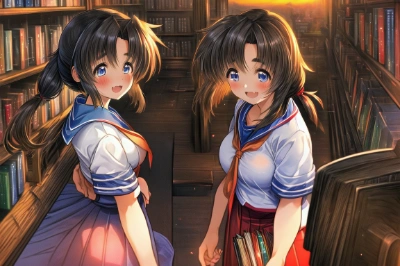 夕暮れの図書館