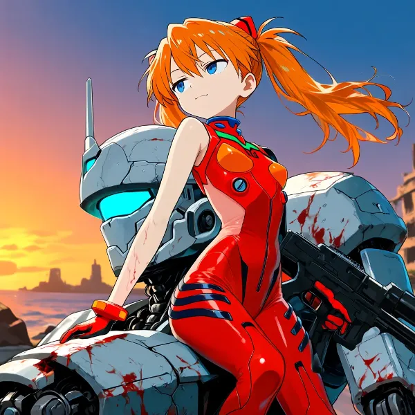 〇〇っぽい少女と愛機のツーショット