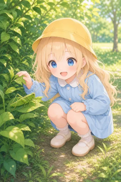 デカいバッタを捕まえてご満悦な灯璃ちゃん(5)