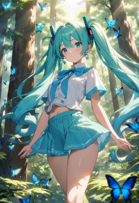青い蝶々の森とミク