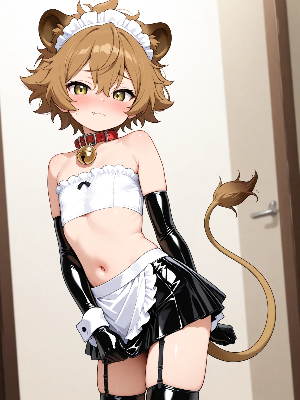 制服を借りたオスライオンくん