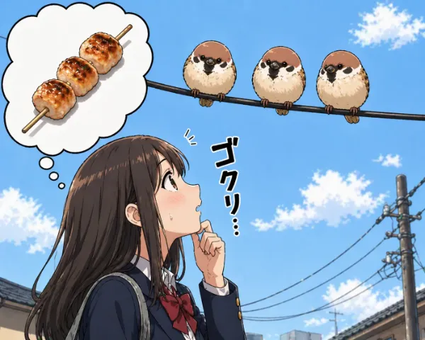 電線スズメが3羽…