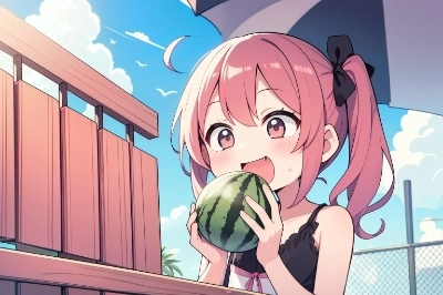 スイカ丸かじり