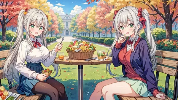 秋風に揺れる姉妹の秘密ピクニック