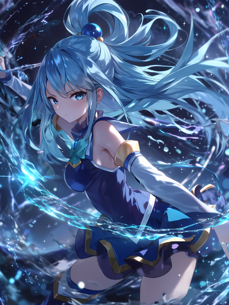 水魔法で攻撃するこのすばのアクア様💧