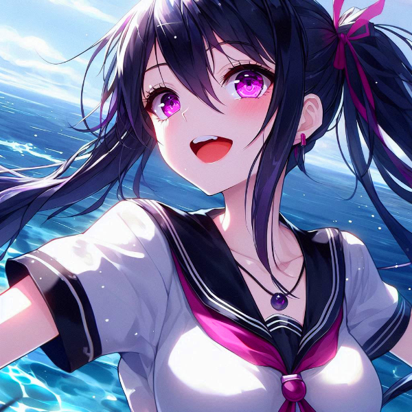 セーラー服な、黒髪ツインテール少女＊(2枚)