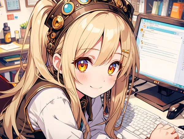 コンピュータと金髪の女の子 その１