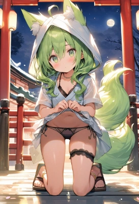 狐っ娘と巫女さんのパンティー