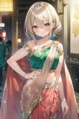 インドの民族衣装サリー風美少女