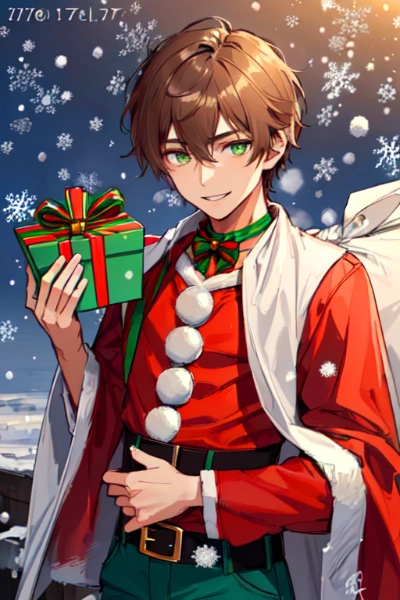 クリスマスイブの夜の、プレゼントとサンタクロースなブラウン短髪少年★その2（40枚）