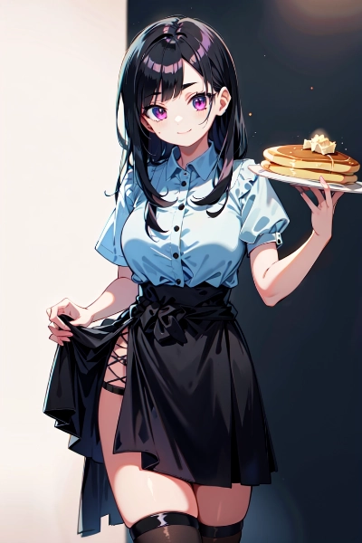 ホットケーキ＆バターと黒髪の女の子！！（４枚）