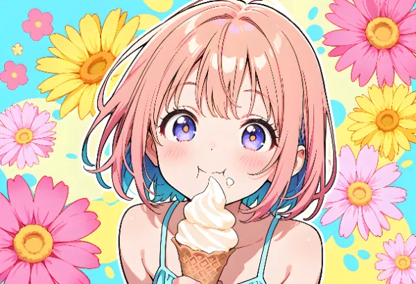 ソフトクリームを食べる女の子