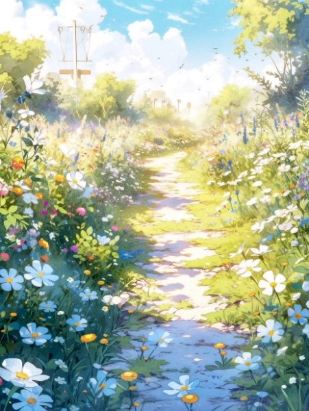 コスモスが咲く道