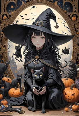 お題「黒猫」　黒猫と魔女