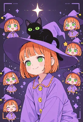 黒猫と星が導く小さな魔女の夜
