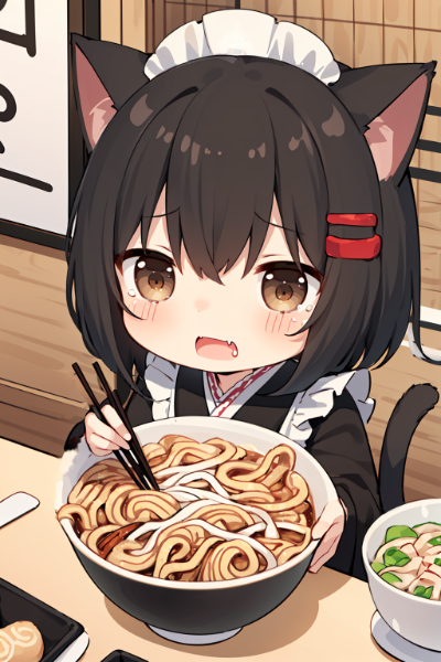 冷やしうどんを頼んだのに温うどんが来たニャ～(TOT)