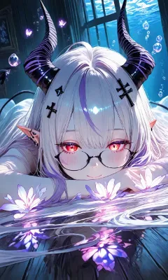 皆様、いつも ありがとうございます、これからも楽しみたいと思います✨（水底の花園で微笑む角の少女）。