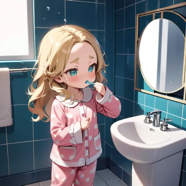 朝の歯磨きおでこちゃん