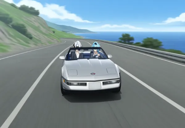 オープンカーを運転するエウルアとアルレッキーノの動画