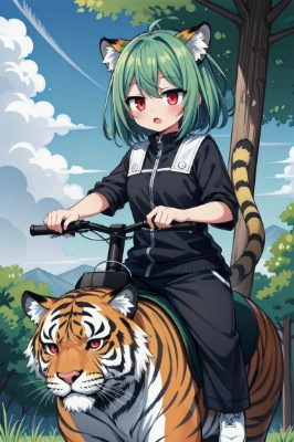 虎の形をした乗り物