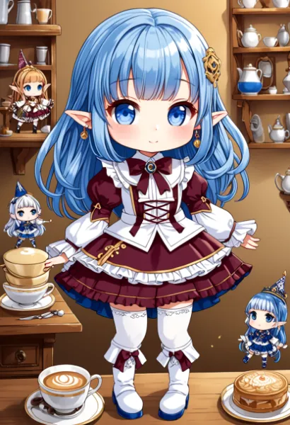 青髪エルフの魔法ティーパーティー