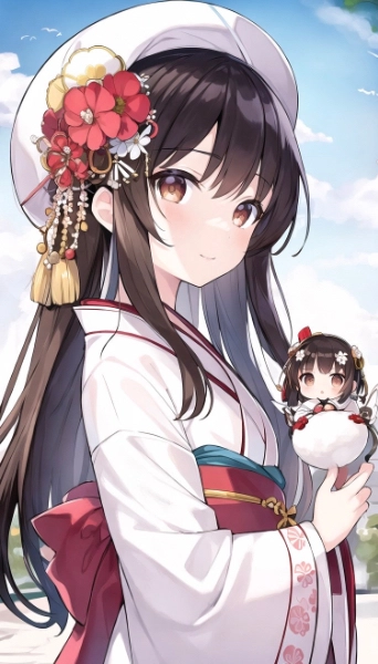 人形の置き物と一緒に…