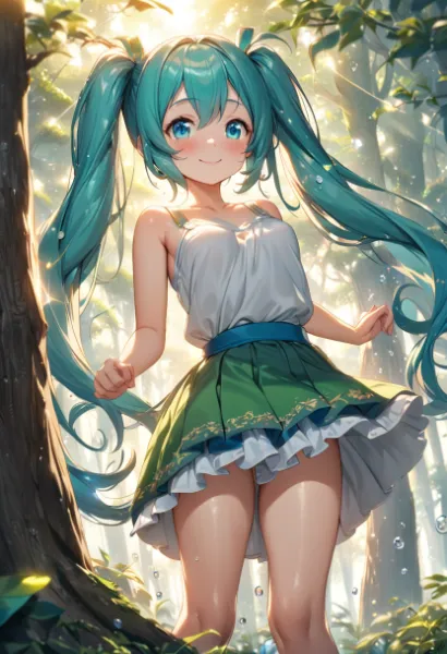 輝く朝焼けの森の妖精その２