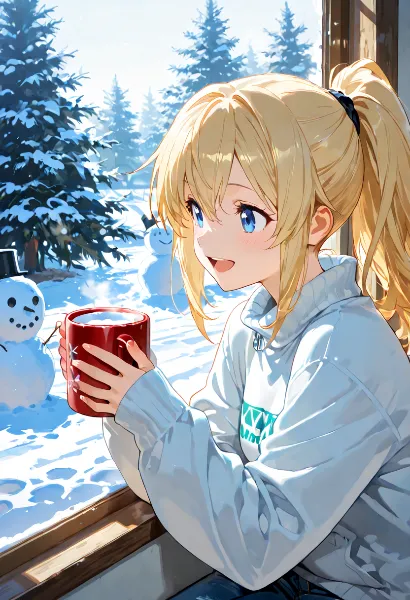 雪景色に溶ける温かな朝の微笑み