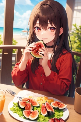 いちじくを食べる女の子
