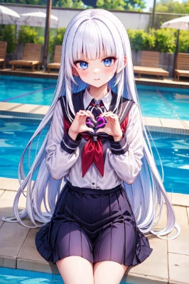 ハートマークする少女