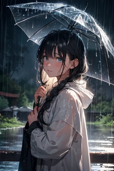 雨の中の少女