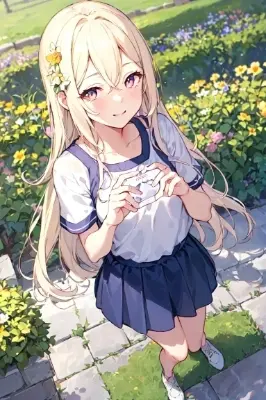 公園で佇む金色の髪の少女