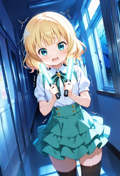 夜の学校に来たシャロちゃん