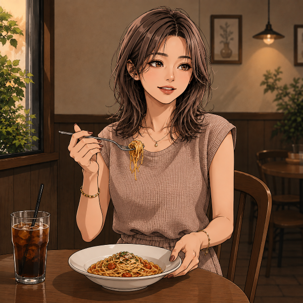 カフェでランチ/パスタ（クールちゃん）