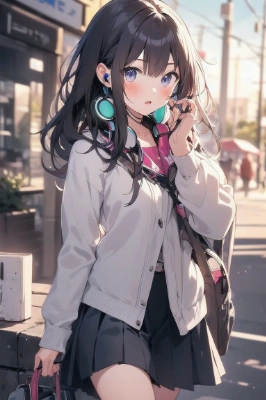 女の子とイヤホン